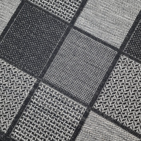 Non Slip Rug for Kitchen Living Room Black Check Flat Weave Natural Look Durable Area Mat