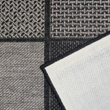 Non Slip Rug for Kitchen Living Room Black Check Flat Weave Natural Look Durable Area Mat