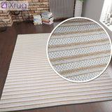 Cotton Rug Yellow Mustard Cream Striped Small Large Runner Washable Living Room Bedroom Flat Woven Carpet Area Mat