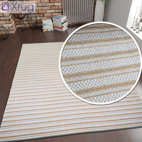 Cotton Rug Yellow Mustard Cream Striped Small Large Runner Washable Living Room Bedroom Flat Woven Carpet Area Mat