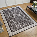 Grey Rug Moroccan Trellis Oriental Pattern Low Pile Woven Carpet Large Small Living Room Mat