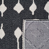 Modern Black Rug 100% Cotton Washable Large Small Living Room Carpet Diamond White Cream Pattern Flat Woven Mat