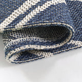 Cotton Rug Navy Blue Diamond Pattern Washable Runner Modern Woven Mat Carpet Small Extra Large