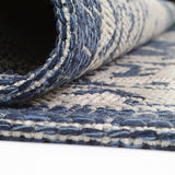 Navy Blue Oriental Rug 100% Cotton Large Small Runner Flat Weave Natural Carpet Living Room Bedroom Area Mat