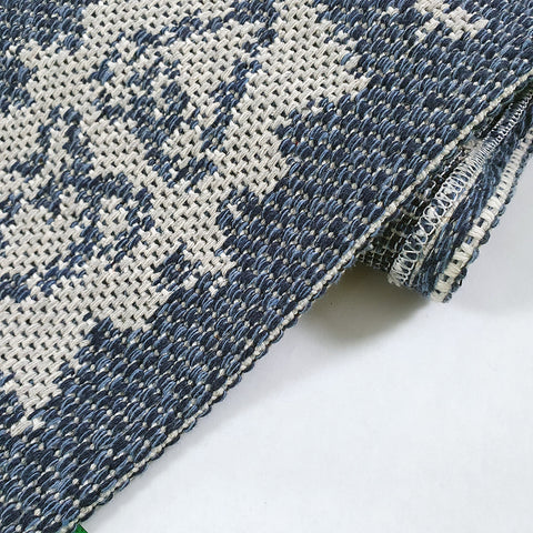 Flat Weave Rug Navy Blue Natural Cotton Carpet Runner Washable Living Room Bedrom Mat
