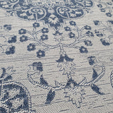 Modern Light Grey Navy Blue Oriental Vintage Rug Runner 100% Cotton Natural Hallway Hall Flat Weave Carpet Washable Natural Woven Mat - 75x300cm Living Room Bedroom Floor Area Mat Contemporary