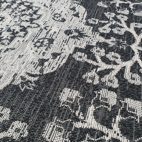 Black Oriental Rug  Cotton Natural Washable Living Room Bedroom Carpet Flat Weave Mat
