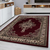 Oriental Rug Red and Beige Pattern Border Carpet Bedroom Floor Mat Small X Large