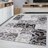 Check Rugs Brown Beige Cream Oriental Pattern Mat Modern Living Room Hall Carpet