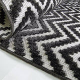 Outdoor Rug Plastic Large XL Small Black Grey Zig Zag Mat for Garden Patios Decking Gazebo