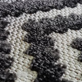 Outdoor Rug Plastic for Garden Patios Gazebo Zig Zag Chevron Black Grey Woven Mat