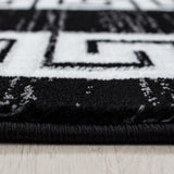 Black and White Rug Modern Greek Style Border Mats Small Large Room Floor Hall Carpet