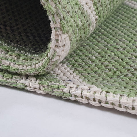 Green Cotton Rug Large Small Dimond Patterned Rug Runner Pastel Light Green Carpet Living Room Bedroom Mat Flatweave Washable Rug