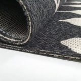 Modern Black Rug 100% Cotton Washable Large Small Living Room Carpet Diamond White Cream Pattern Flat Woven Mat