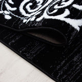 Modern Black Rug Oriental Pattern Carpet Room Lounge Hallway Mats Small Large XL