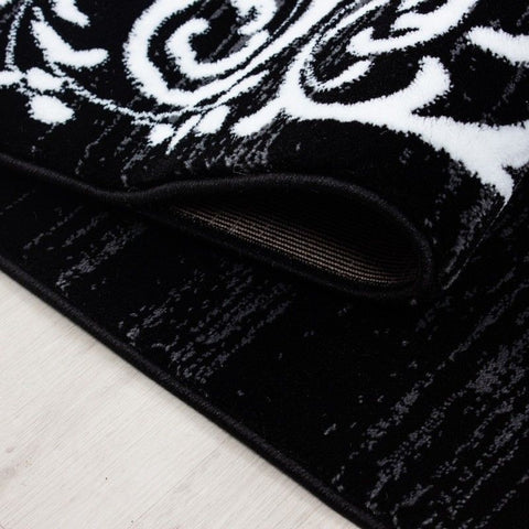 Modern Black Rug Oriental Pattern Carpet Room Lounge Hallway Mats Small Large XL