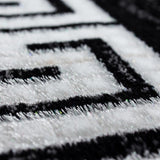 Black and White Rug Modern Greek Style Border Mats Small Large Room Floor Hall Carpet