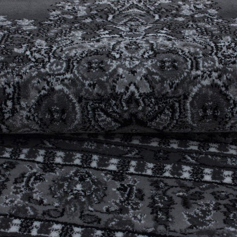 Grey Traditional Rug Oriental Pattern Border Design Carpet Dining Room Area Mats