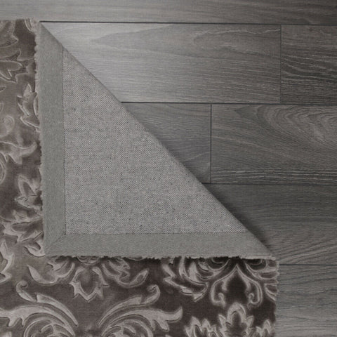 Grey Oriental Rug Damask Floral Patterned Silver Carpet Bedroom Living Room Mat