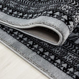 Oriental Rugs Grey Black Border Design Pattern Carpet Small Large Room Floor Mat