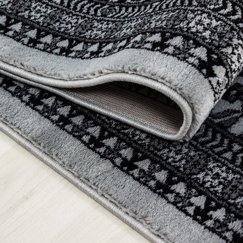 Oriental Rugs Grey Black Border Design Pattern Carpet Small Large Room Floor Mat