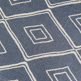 Cotton Rug Navy Blue Diamond Pattern Washable Runner Modern Woven Mat Carpet Small Extra Large