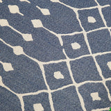 Cotton Rug Navy Blue Diamond Pattern Washable Flat Weave Mat Woven Carpet Small Extra Large