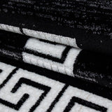 Black and White Rug Modern Greek Style Border Mats Small Large Room Floor Hall Carpet