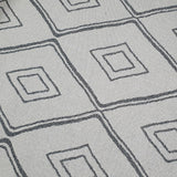 Cream Grey Rug Diamond Pattern 100% Cotton Washable Flat Weave Carpet Woven Living Room Bedroom Mat
