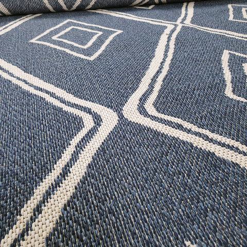 Cotton Rug Navy Blue Diamond Pattern Washable Runner Modern Woven Mat Carpet Small Extra Large