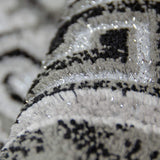 Oriental Flaral Pattern Rug Grey Black Shimmer Ornaments Woven Low Pile for Living Room or Bedroom