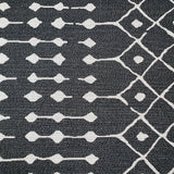Modern Black Rug 100% Cotton Washable Large Small Living Room Carpet Diamond White Cream Pattern Flat Woven Mat