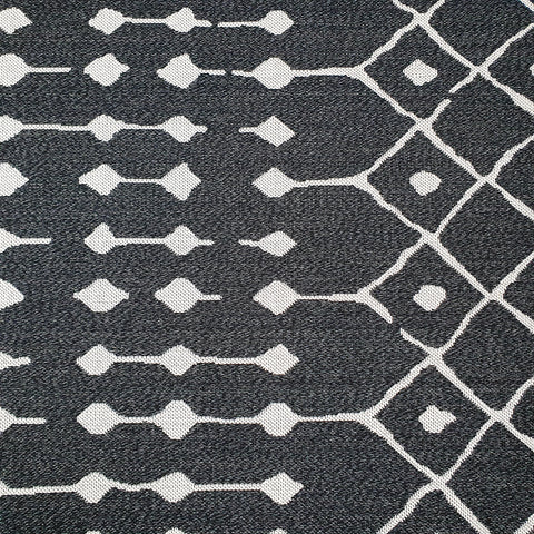 Modern Black Rug 100% Cotton Washable Large Small Living Room Carpet Diamond White Cream Pattern Flat Woven Mat