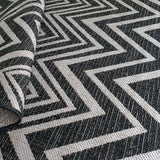 Grey Black Zig Zag Rug Flat Weave Jute Look Chevron Carpet Small Large Long Kitchen Hallway Runner Indoor Mat