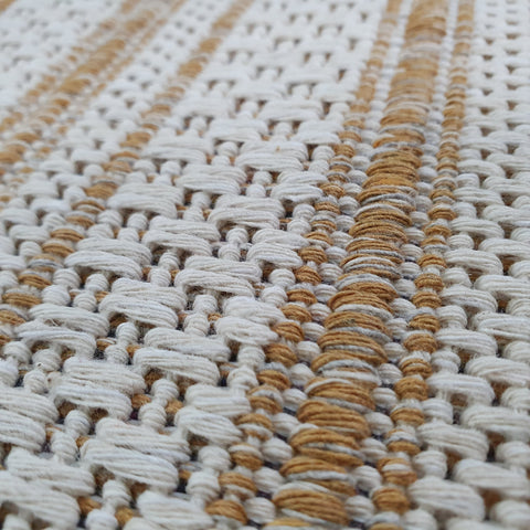 Cotton Rug Yellow Mustard Cream Striped Small Large Runner Washable Living Room Bedroom Flat Woven Carpet Area Mat