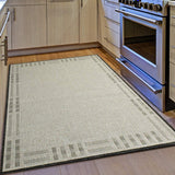 Kitchen Rug Grey Black Beige Border Pattern Hard Wearing Flat Weave Carpet Outdoor Indoor Floor Mat