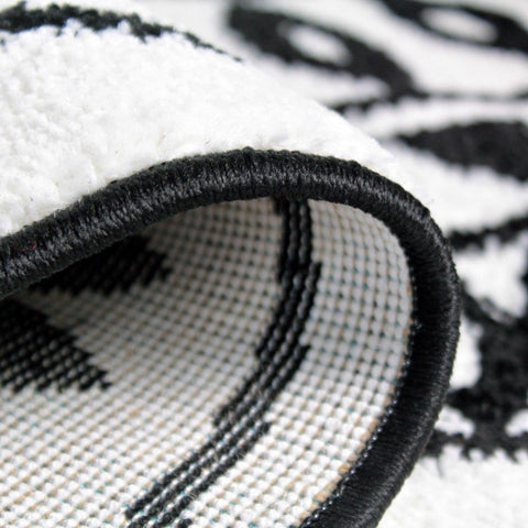 Rug White Black for Living Room Bedroom Lounge Modern Pattern Low Pile Carpet Mat