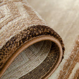 Oriental Pattern Rug Brown Beige Cream Shimmer Ornaments Woven Short Pile for Living Room or Bedroom