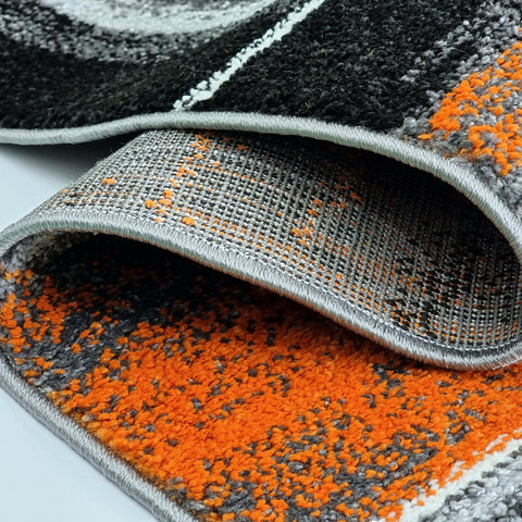 Orange Black Grey Rug Abstract Geometric Carpet Large Small for Living Room Bedroom