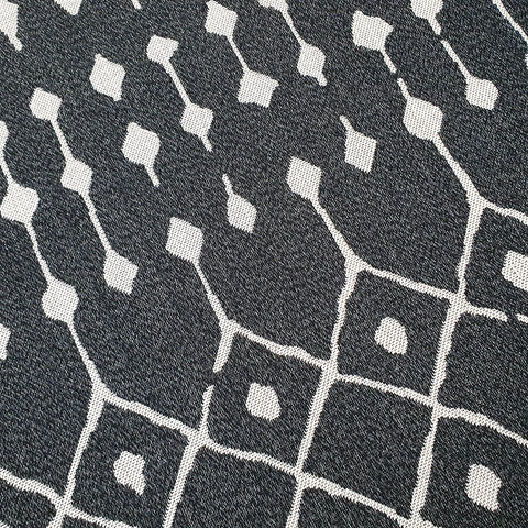 Modern Black Rug 100% Cotton Washable Large Small Living Room Carpet Diamond White Cream Pattern Flat Woven Mat