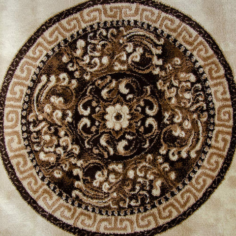 Oriental Pattern Rug Brown Beige Cream Shimmer Ornaments Woven Short Pile for Living Room or Bedroom