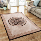 Oriental Pattern Rug Brown Beige Cream Shimmer Ornaments Woven Short Pile for Living Room or Bedroom