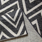 Grey Black Zig Zag Rug Flat Weave Jute Look Chevron Carpet Small Large Long Kitchen Hallway Runner Indoor Mat