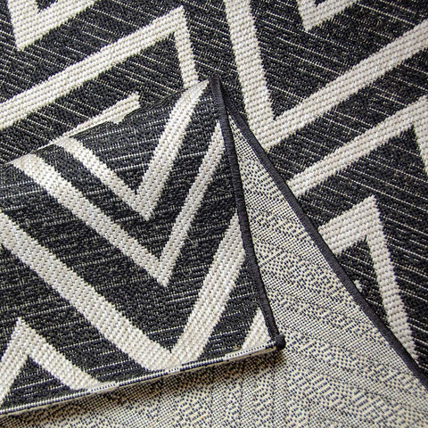 Grey Black Zig Zag Rug Flat Weave Jute Look Chevron Carpet Small Large Long Kitchen Hallway Runner Indoor Mat