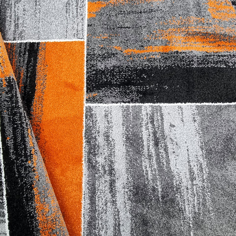 Modern Rugs Orange Black Grey Large Small Carpet for Living Room Bedroom Lounge
