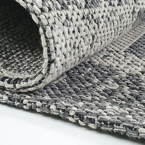 Grey Geometric Rug 100% Cotton Small Extra Large XL Washable Modern Flat Weave Carpet Woven Room Mat