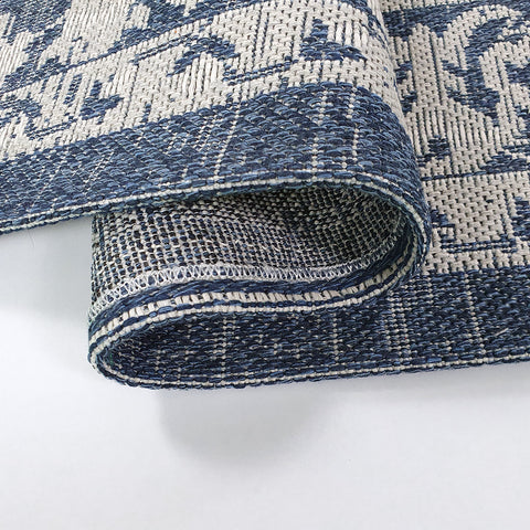 Flat Weave Rug Navy Blue Grey Natural 100% Cotton Rug Carpet Runner Mat Large Small