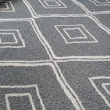 Grey Rug Diamond Pattern 100% Cotton Small Extra Large Runner Washable Flatweave Carpet Living Room Bedroom Woven Mat