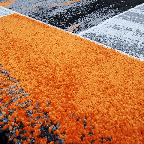 Modern Rugs Orange Grey Black Large Small Living Room Bedroom Carpet Mat