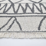 Cotton Runner Rug 300cm with Tassels Cream Grey Hallway Runner Carpet